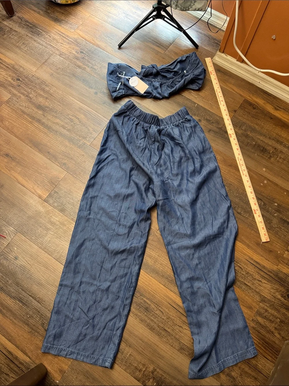 Wide-Leg High-Rise 2 piece set in Indigo Blue